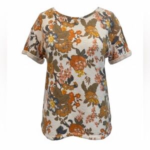 Anthropologie Saturday Sunday Floral Short Sleeve Shirt with Button Back